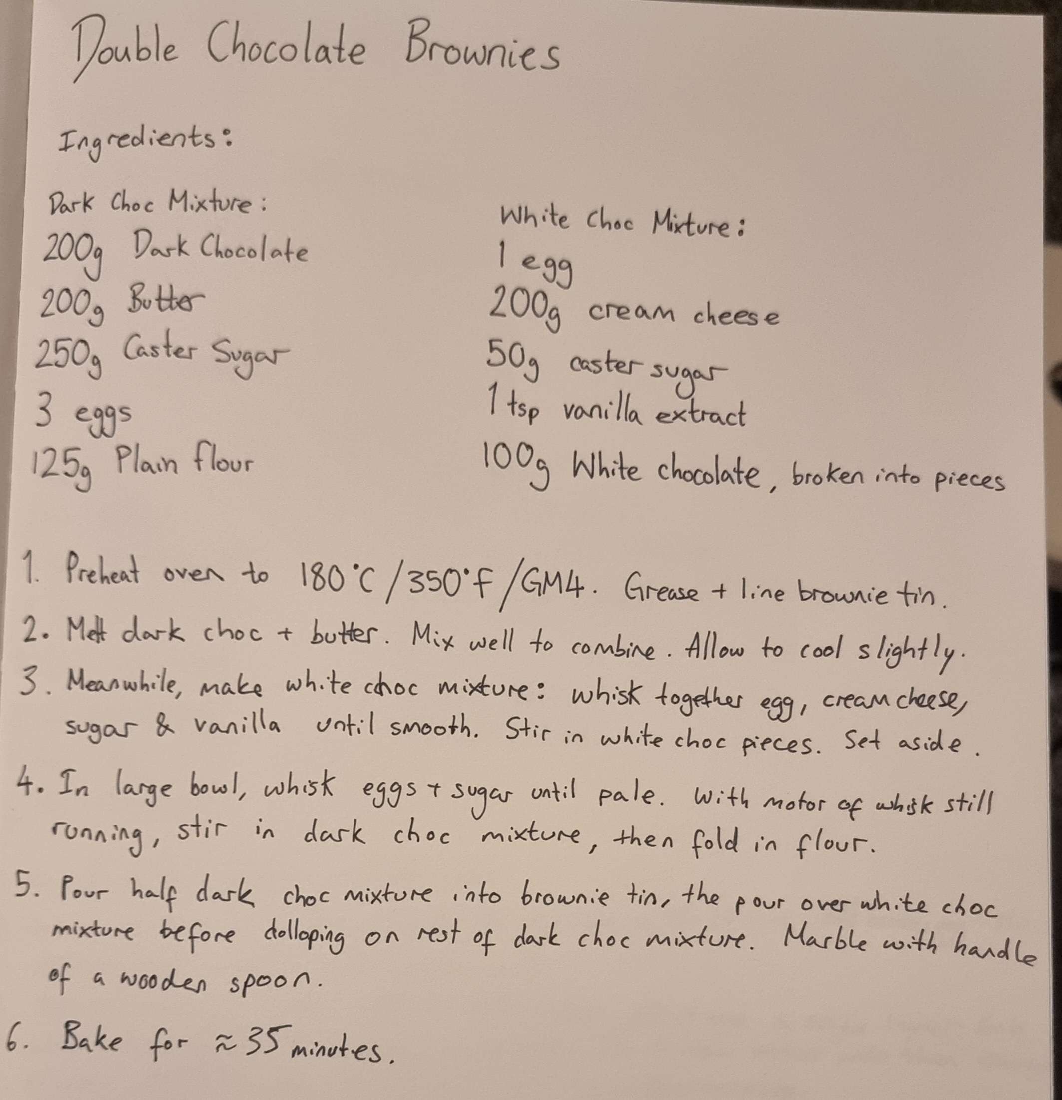 photo of the below recipe hand-written onto a paper notebook